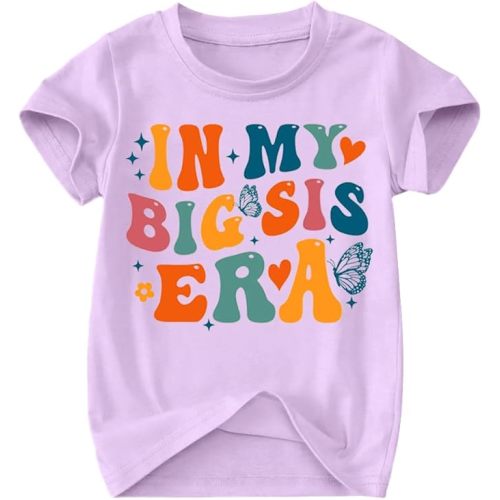 Toddler Big Sister Tee in My Big Sis Era Graphic T-Shirt Big Sis Announcement Crewneck Shirts Sibling Reveal Tops