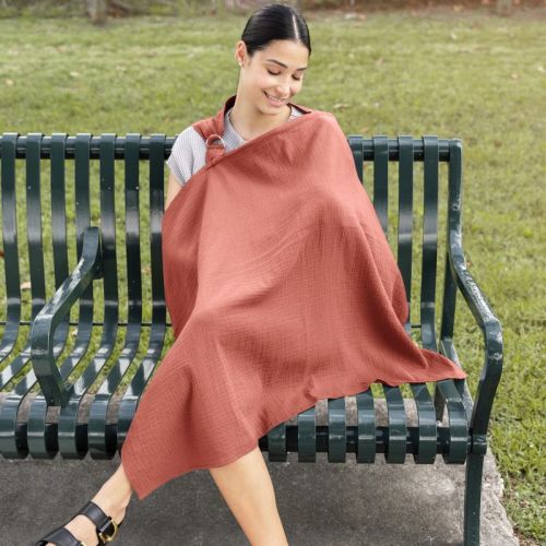 Comfy Cubs Muslin Nursing Cover, Pack of 1 - 100% Cotton Adjustable Neck Strap with Privacy Coverage - Dusty Rose