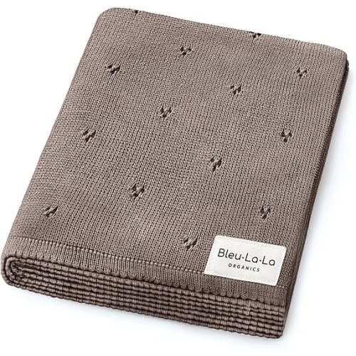 100% Luxury Organic Cotton Pointelle Knit Baby Blanket – Refined Lightweight Heirloom Nursery Essential (Pointelle - Milk Chocolate)