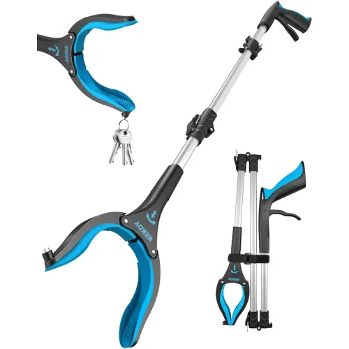 Kekoy 44 Inch Grabber Reacher Tool for Seniors, Foldable Reacher Grabbers Pickup Stick with Anti-Slip 360° Rotating Jaw, 4" Wide Extended Claw with Magnet for Disabled, After Surgery Recovery