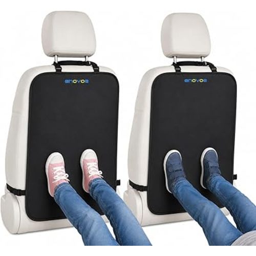 Enovoe Kick Mats Back Seat Protector for Kids - 2 Pack - Premium Quality Car Seat Back Cover Offers Waterproof Protection of Your Upholstery from Mud and Scratches - Backseats Kick Protector for Child
