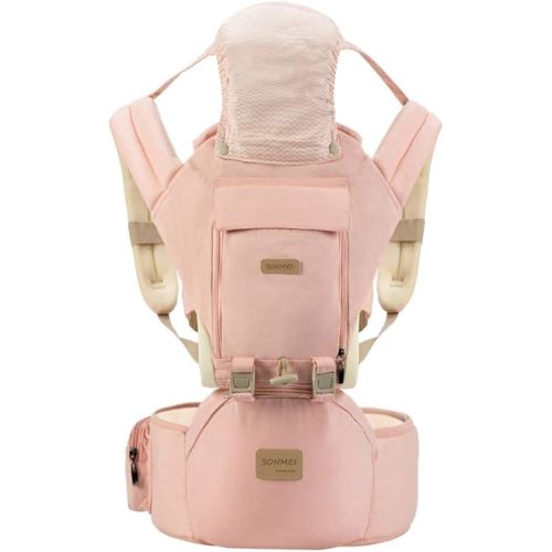 3 in 1 Ergonomic 360° Soft Baby Carrier, Baby Sling Comfortable Adjustable Positions, Fits All Newborn Toddler,HipSeat Infant Carrier, All Seasons,Perfect for Hiking Shopping Travelling (Pink)