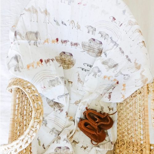 Noah’s Ark Muslin Swaddle -Baby Blanket-Bamboo/Cotton