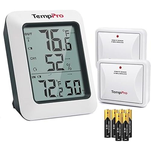 TempPro TP60-2 Digital Hygrometer Thermometer Wireless Temperature and Humidity Gauge