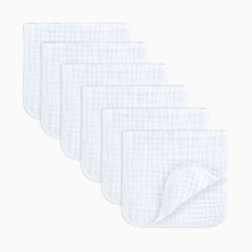 Comfy Cubs 6-Layer Muslin Burp Cloths Set - White, 6