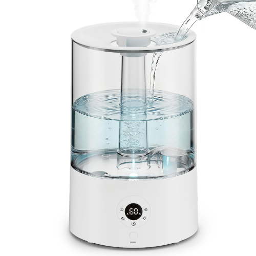 KISSAIR Cool Mist Humidifier for Room, 4L Top-Fill & 50H Runtime Ultrasonic Humidifier, 22dB Quiet Ultrasonic Humidifier for Home, Touch Control