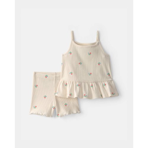 Baby Girl 2-Piece Floral Top & Short Set - Cream | Carter's