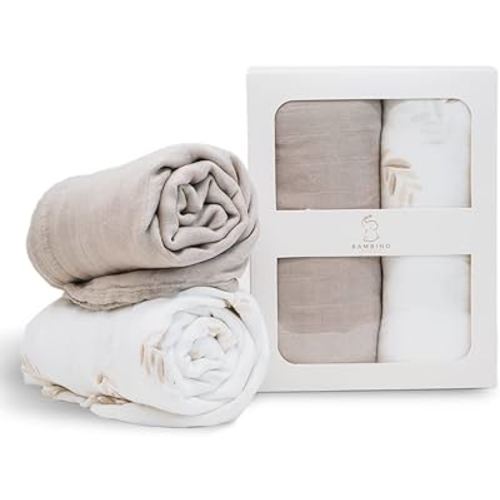 2 Pack Bamboo Baby Blanket Swaddle Set | Baby Blankets for Boys & Baby Blankets for Girls | Soft, Breathable & Skin-Friendly Swaddle Baby Wrap | 47x47 Swaddles for Newborns