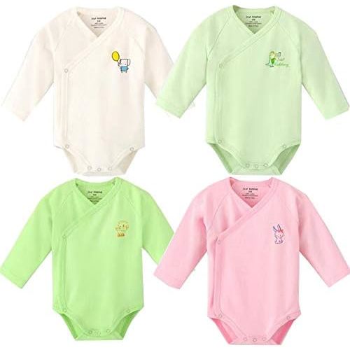 Baby Boys Girls Long Sleeves Kimono Bodysuit Cotton Baby Side-Snap Clothes Pack of Baby Layette Set