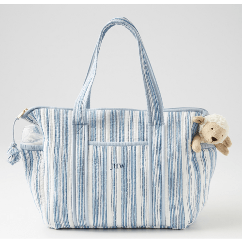 Block Print Diaper Bag - Coastal Stripe