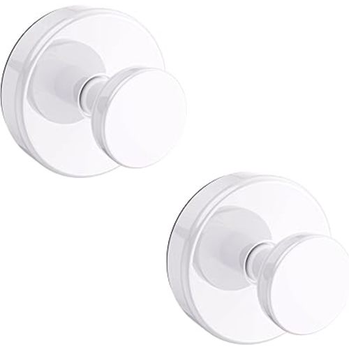 Bntuk Suction Cup Hooks for Shower, Removable Towel Hooks for Bathroom Window Glass Door Wall, Bath Robe Looafh Hook for Hanging - 2 Pack, White