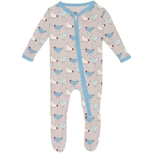 KicKee Print Footie with Zipper, Super Soft One-Piece Jammies, Sleepwear for Babies and Kids