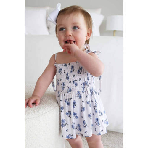 Smocked Twirl Bodysuit | Sapphire Garden