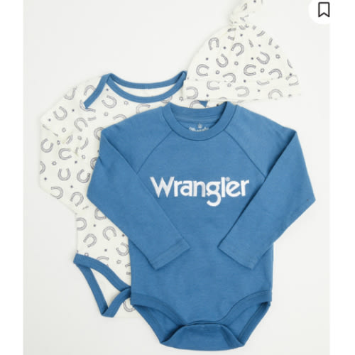 Wrangler Infant Boys' Horseshoe Onesie Set - 3 Piece