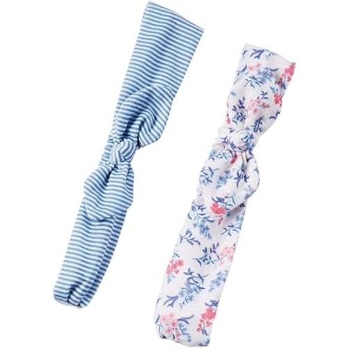 Carter's Baby Girls' 2 Pack Floral Stripe Bow Headwrap, 3 Years and Up