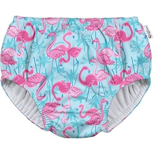 green sprouts baby girls Pull-up Reusable and Toddler Swim Diaper, Aqua Palm Flamingos, 0-6 Month US