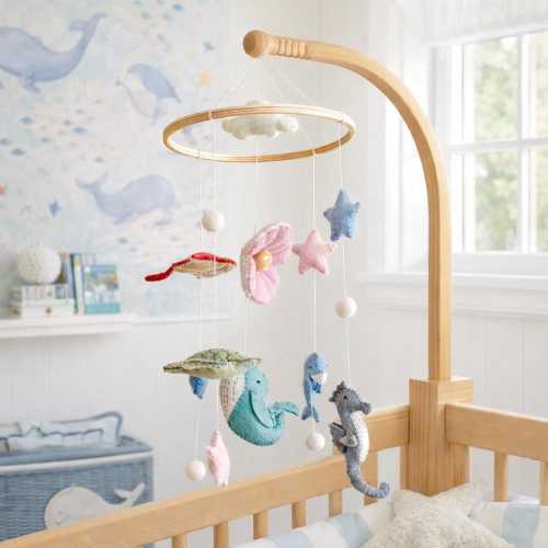 Felt Ocean Life Baby Mobile, Handmade Wool Nursery Decor
