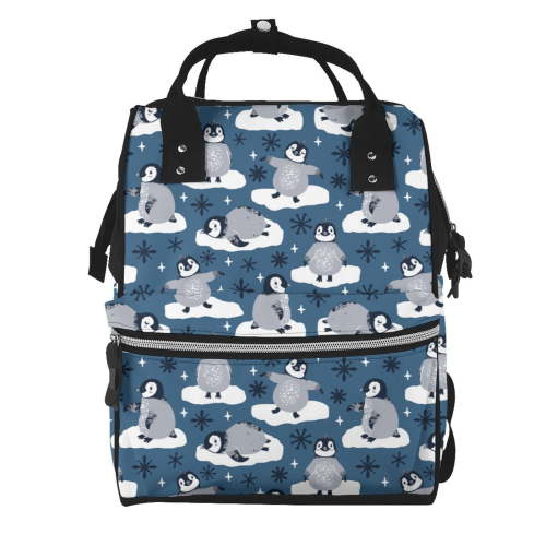 Gaeub Snow Penguin Print Mummy Diaper Bag Backpack,Durable Maternity Baby Nappy Casual Shoulder Bags,Travel Hiking Outdoor Pack