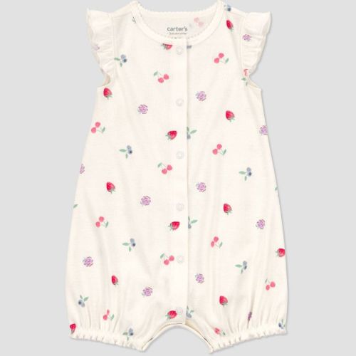 Carter's Just One You® Baby Girls' Floral Romper - Cream/Pink/Purple 3M