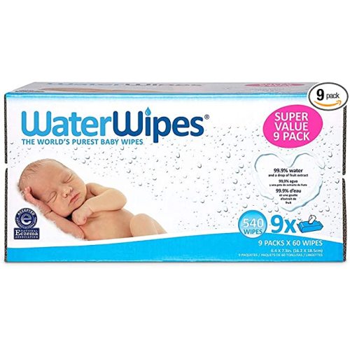 WaterWipes Unscented Baby Wipes, Sensitive and Newborn Skin, 9 Packs (540 Wipes) - 540 Count