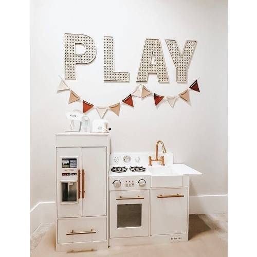 Rattan PLAY Letter Set - Play Room Wall Decor - Play Room Sign - Rattan Letters