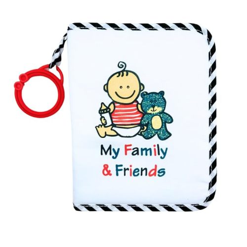 Baby's First Photo Album Soft Fabric, Holds 17 Photos, Built-In Baby Safe Mirror & High Contrast Images, Wipe Clean, Keepsake Gift for Newborns, Infants & Toddlers