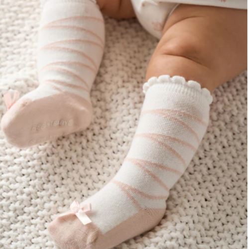 Ballet Knee-High Non Slip Baby Socks 2 Pack – Elegant Baby