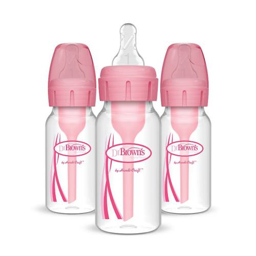 Dr. Brown's Natural Flow Anti-Colic Options+ 3-Pack 4-oz. Narrow Baby Bottles - Pink