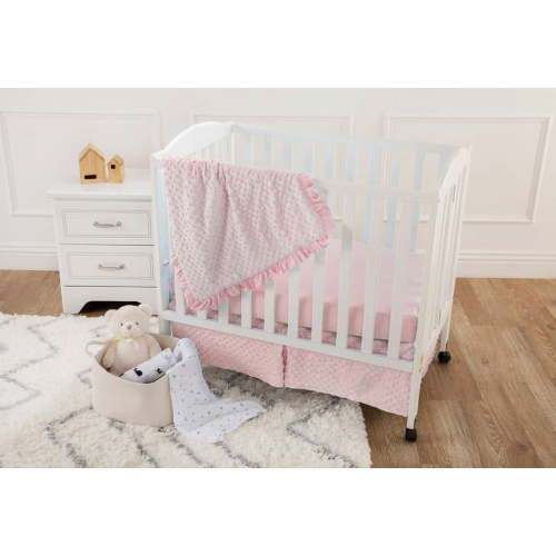 American Baby Company Heavenly Soft Minky Dot 3-Piece Mini/Portable Crib Bedding Set, Pink, for Girls