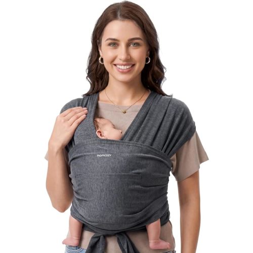 Momcozy Baby Wrap Sling, Adjustable Carrier for Newborn, Deep Grey
