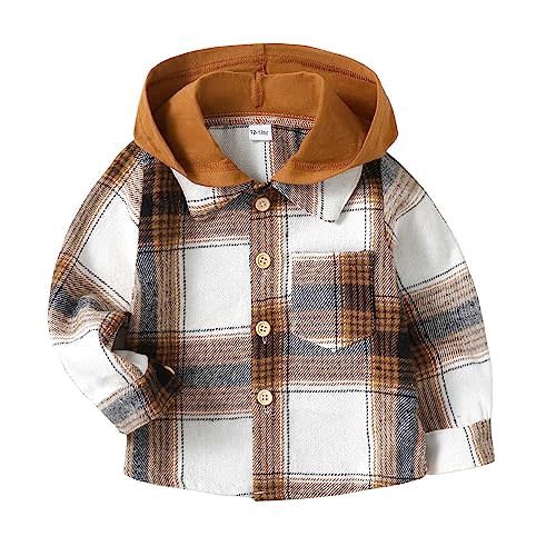 Baby Toddler Boys Long Sleeve Shirt Flannel Buffalo Plaid Shirts Button Down Jacket Top Outfit Fall Winter Clothes