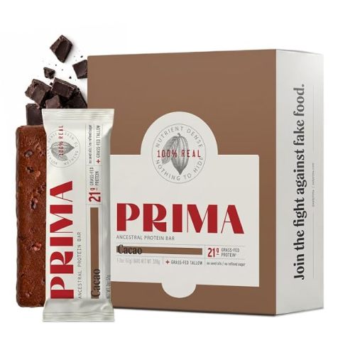 PRIMA Cookie Dough Protein Bar | 21g Grass Fed Whey and Collagen | No Seed Oils, No Preservatives, Raw Honey Sweetened | 7 Pack