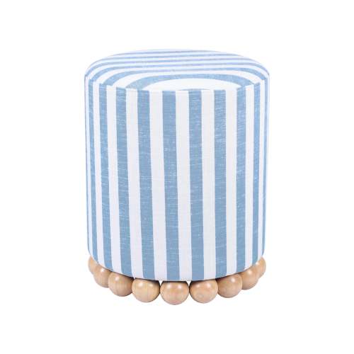 Dex Striped Linen Ottoman