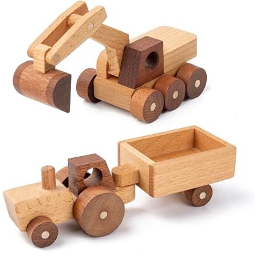 Wooden Toy Construction Cars, 3+ (Excavator & Tractor)