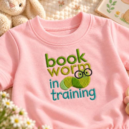 Bookworm In Training Embroidered Baby Romper | Bookish Girl Bodysuit, Library Onesie, Baby Girl Outfit, Baby Shower Gift