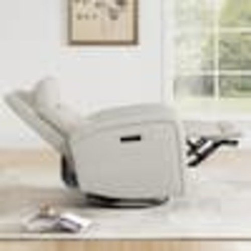 Spruce & Spring Eulalia Cream Dual-Motor Faux Leather Power Swivel Rocker Recliner with Power Headrest,USBandType-C Ports forLiving Room SSMEA130C-CU013-HR