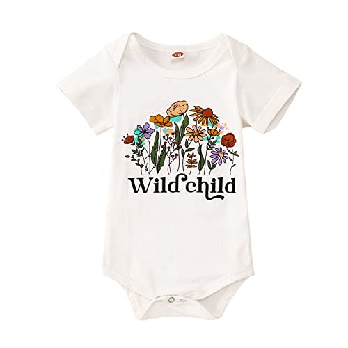 Ritatte Newborn Baby Girl Wildflower Onesie Infant Little Wildflower Bodysuit Romper Funny Flower Summer One-Piece Clothes