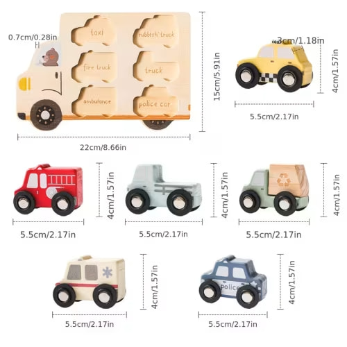 cartoon fun small car shaped wooden material shape matching - Temu
