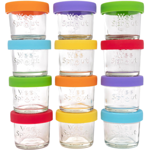 WeeSprout | Glass Baby Food Storage Jars with Silicone Lids | Set of 12