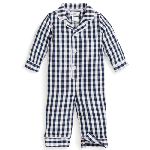 Baby's Twill Winter Romper | Navy Gingham 0-3 months