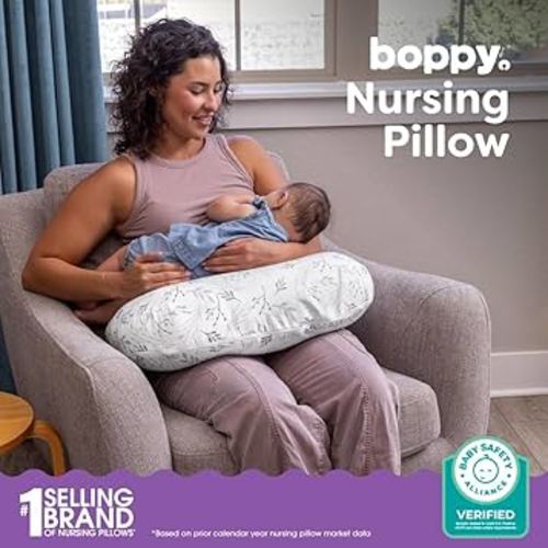Amazon.com : Boppy Nursing Pillow - Firm, Ergonomic U-Shaped Bottle and Breastfeeding Pillow with High Lift for Comfort and Support, Spacious Surface - Gray Gentle Leaves : Baby