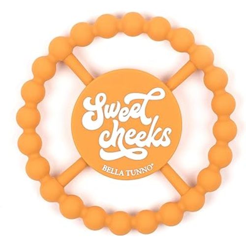 Bella Tunno Happy Teether – Soft & Easy Grip Baby Teether Toy, Silicone Teether Ring to Help Soothe Gums, Non-Toxic and BPA Free, Sweet Cheeks