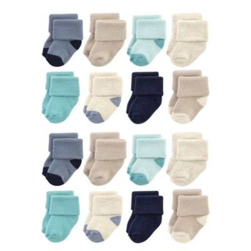 Hudson Baby Cotton Rich Baby Terry Socks 16-Pack, Navy Taupe, 6-12 Months