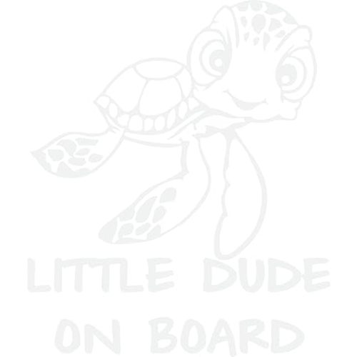 STICKER DAD - Little Dude on Board (Squirt) Die-Cut Vinyl Decal - (Size: 6 inch X 4 inch Color: You Choose) - for Car, Truck, Windows, RV, Trailers, Bumpers, Laptop, Lockers, etc. (White)