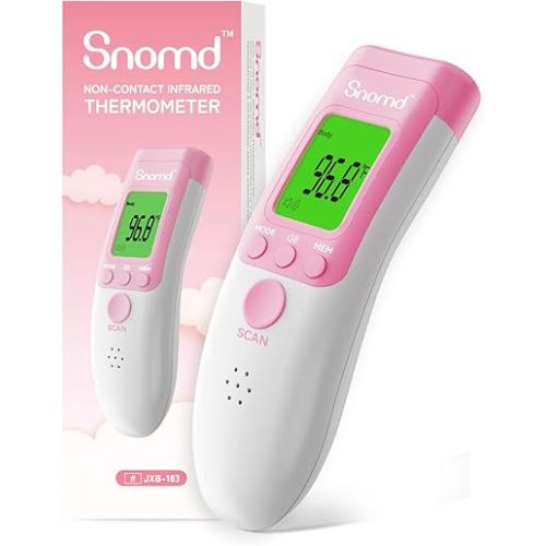 Digital Non-Contact Infrared Forehead Thermometer for Adults, Kids, and Baby, 3-in-1 Medical Grade Thermometer with Fever Indicator, Instant Reading, Backlit LCD Display