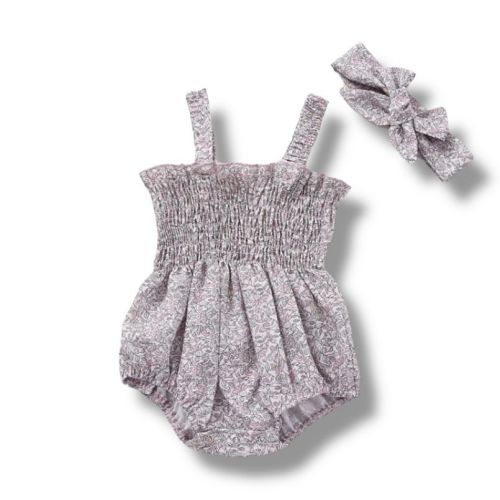 Baby Girls Smocked Romper with Headband