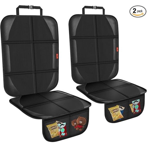 Car Seat Protector,Auto Car Seat Protectors Baby Carseat Waterproof & Durable 600D Fabric for Child Baby Car Seat Mat Vehicle Pet Cover 2 Storage Pockets (2 Pack)