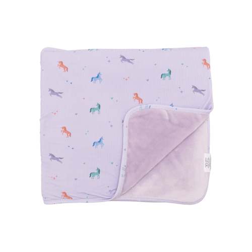 Purple Unicorns Small Ribbed Toddler Blanket – Brave Little Ones