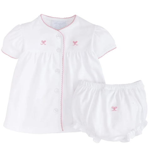 Pinpoint Layette Knit Set - Bow