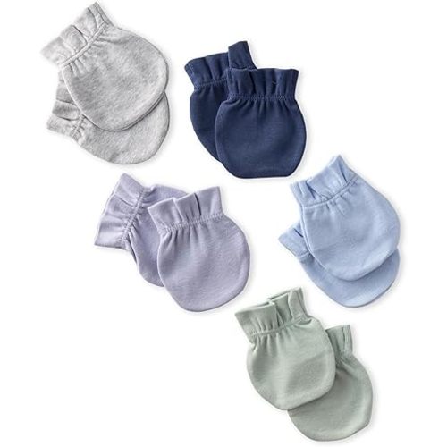 Morgan 5-Pack Mitts 100% Organic Cotton No Scratch Mittens for Newborn Baby Boys & Girls, Sorbet, One Size
